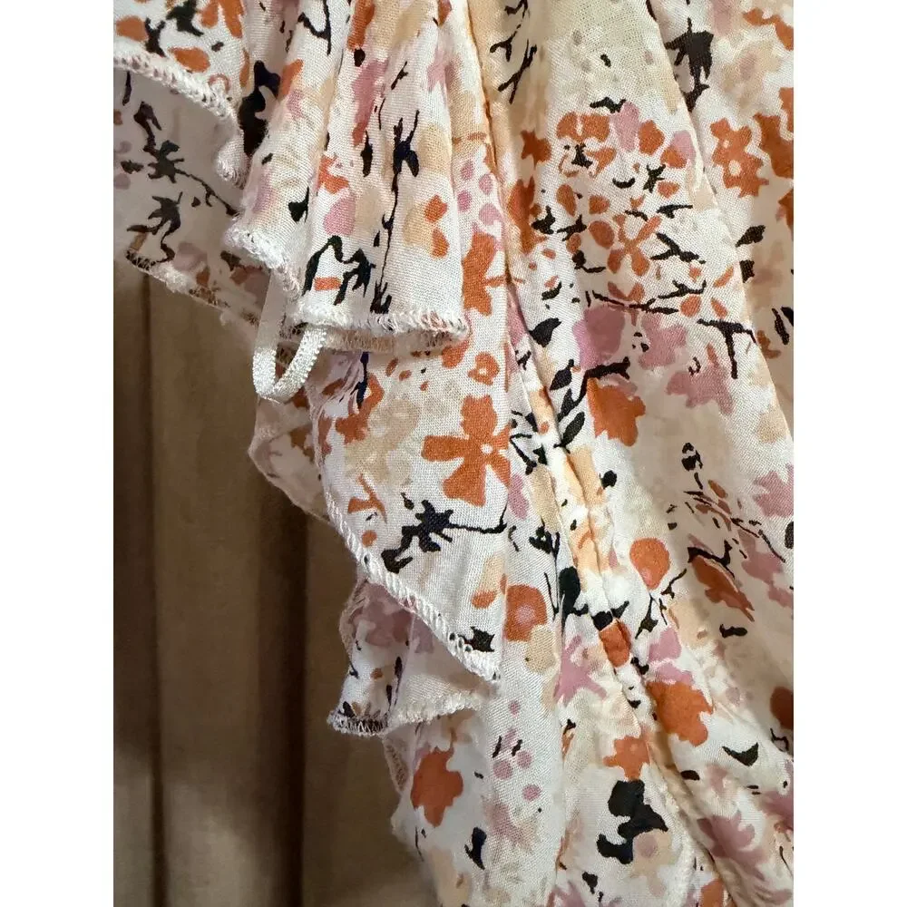 Free People floral cropped ruffle top euc s boho